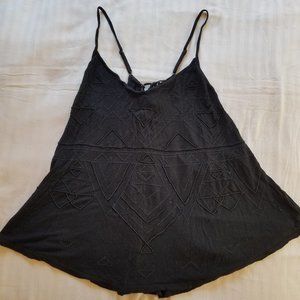 black babydoll sleeveless jersey top, beaded